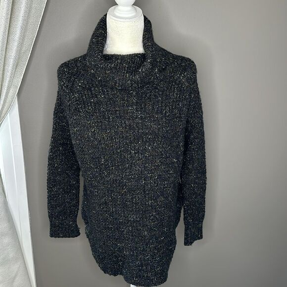 Free People Dylan Tweed Pullover in Charcoal Combo Turtleneck Sweater size XS - Picture 9 of 12